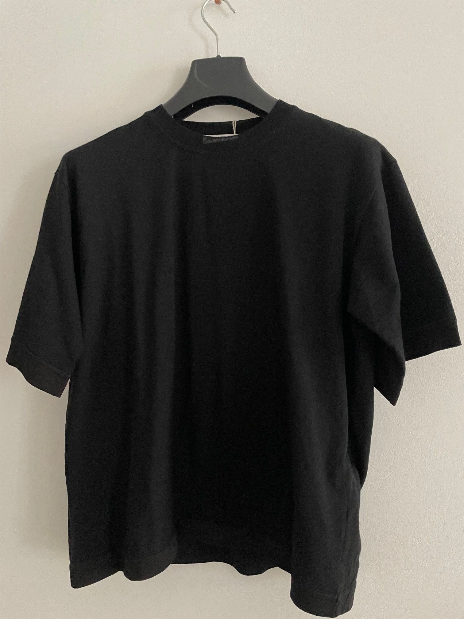 Jil Sander Jil Sander Black wool and cotton boxy t-shirt size 46 S Size US S / EU 44-46 / 1 - 1 Thumbnail