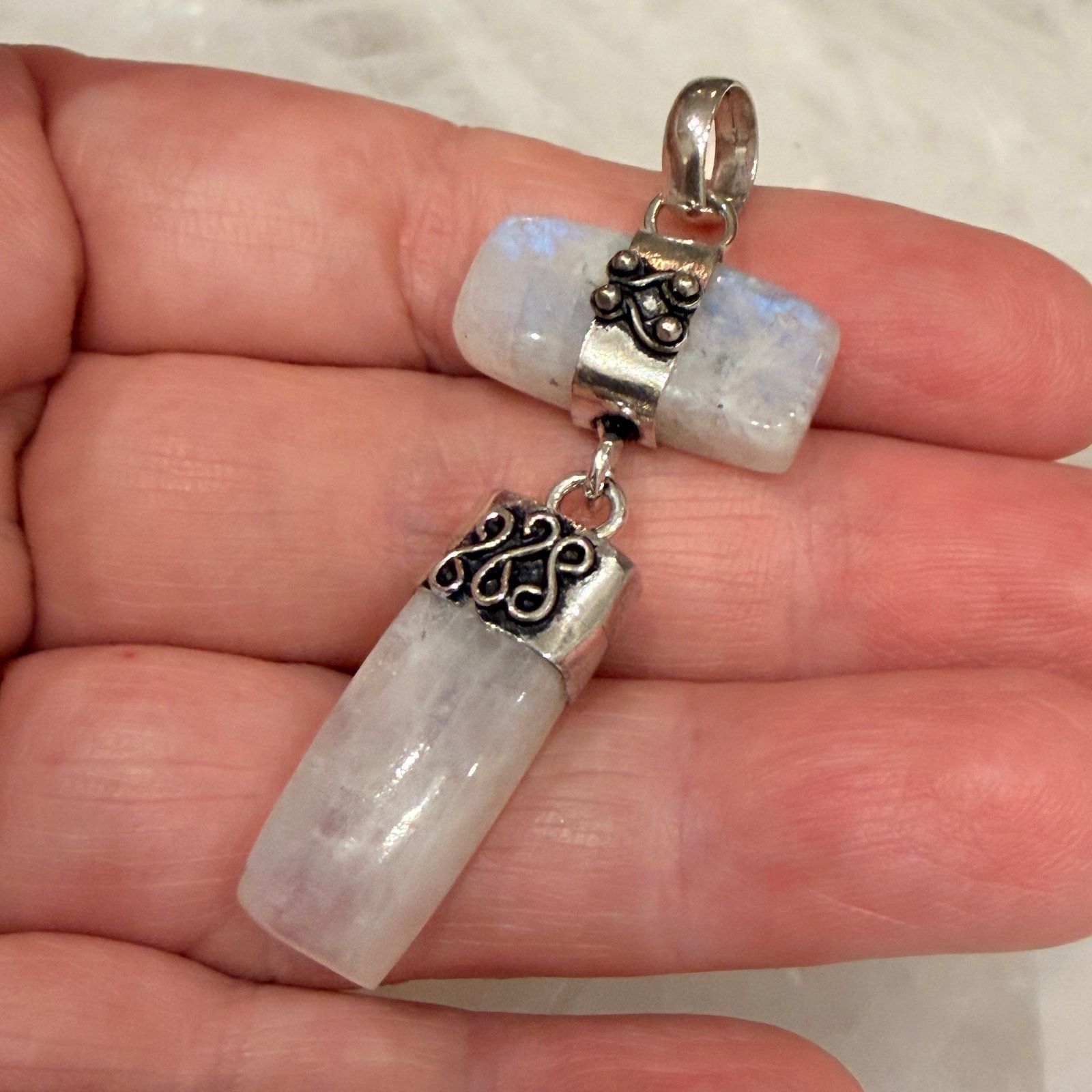 Other Long Drop Rainbow Moonstone 925 Silver Plated Pendant 2.5" Size ONE SIZE - 5 Thumbnail