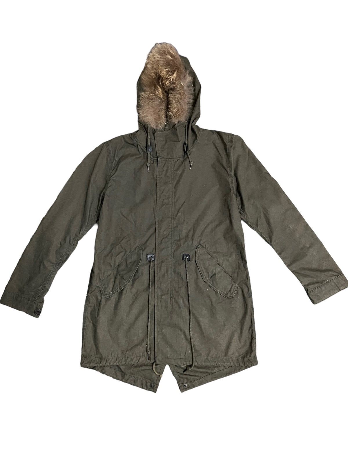 image of Vintage Back Number Standard Qaily Faux Fur Hoddie Jacket in Green, Men's (Size Medium)