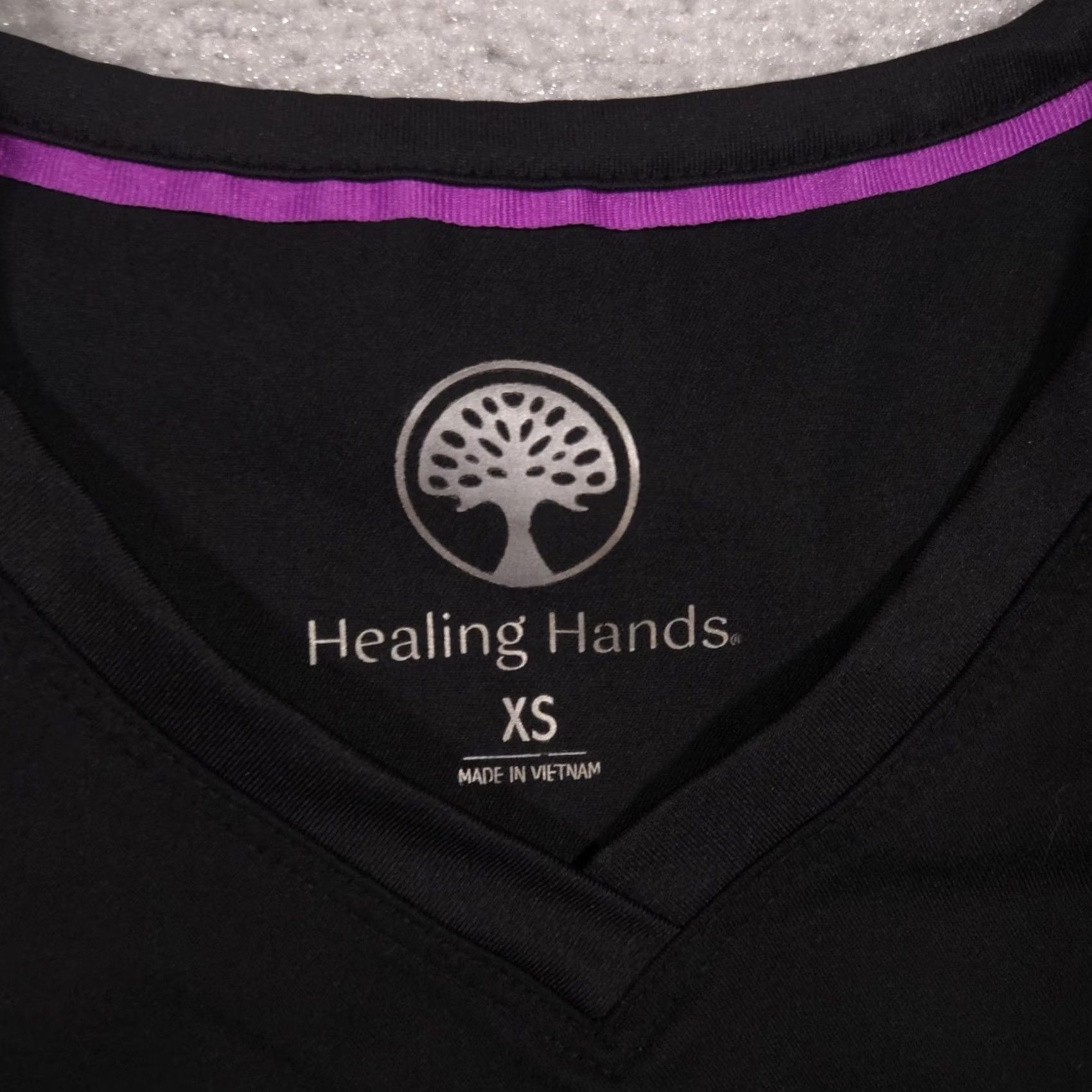 Vintage Healing Hands Scrub Top Womens XS Black V Neck Studded Pocket Medical Nursing Shirt Size XS / US 0-2 / IT 36-38 - 5 Thumbnail