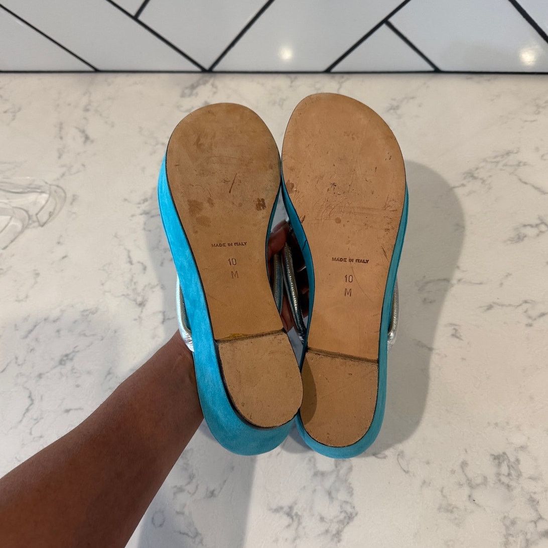Michael Kors Rare Michael Kors Y2K platform flip flop sandals silver teal Size US 10 / IT 40 - 7 Thumbnail