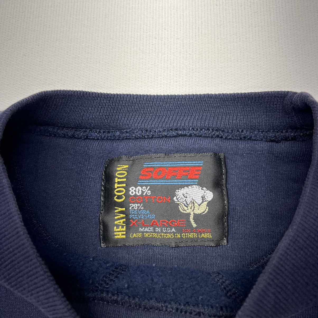 Soffe × Vintage VTG Soffe Crewneck Blue Heavy Cotton Sweatshirt Sweater Size US XL / EU 56 / 4 - 2 Thumbnail