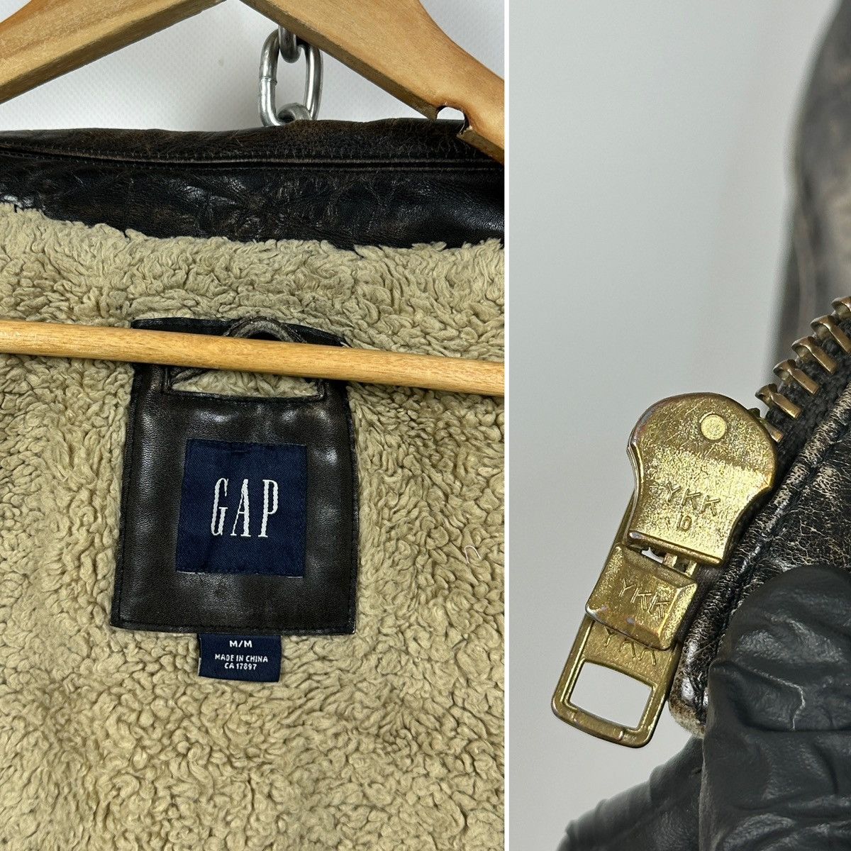 Gap 00s Vintage GAP Distressed Brown Leather Sherpa Lined Jacket Size US M / EU 48-50 / 2 - 23 Thumbnail