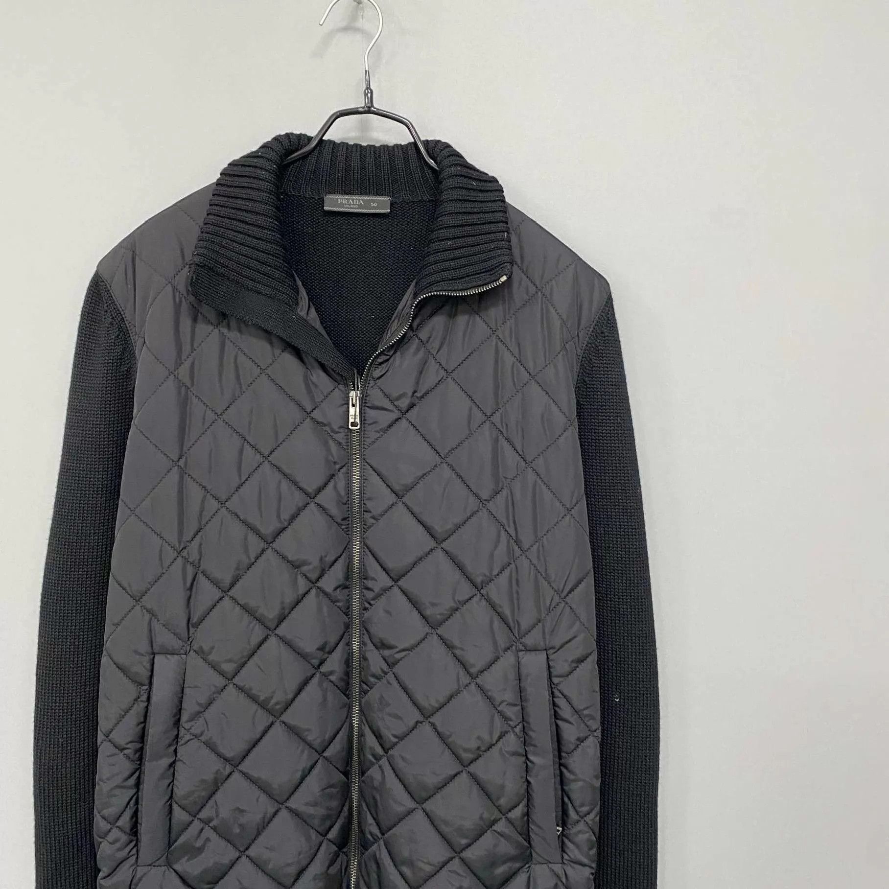 Prada PRADA Black Knit-Paneled Cotton Jacket Size 50 Size US M / EU 48-50 / 2 - 2 Thumbnail
