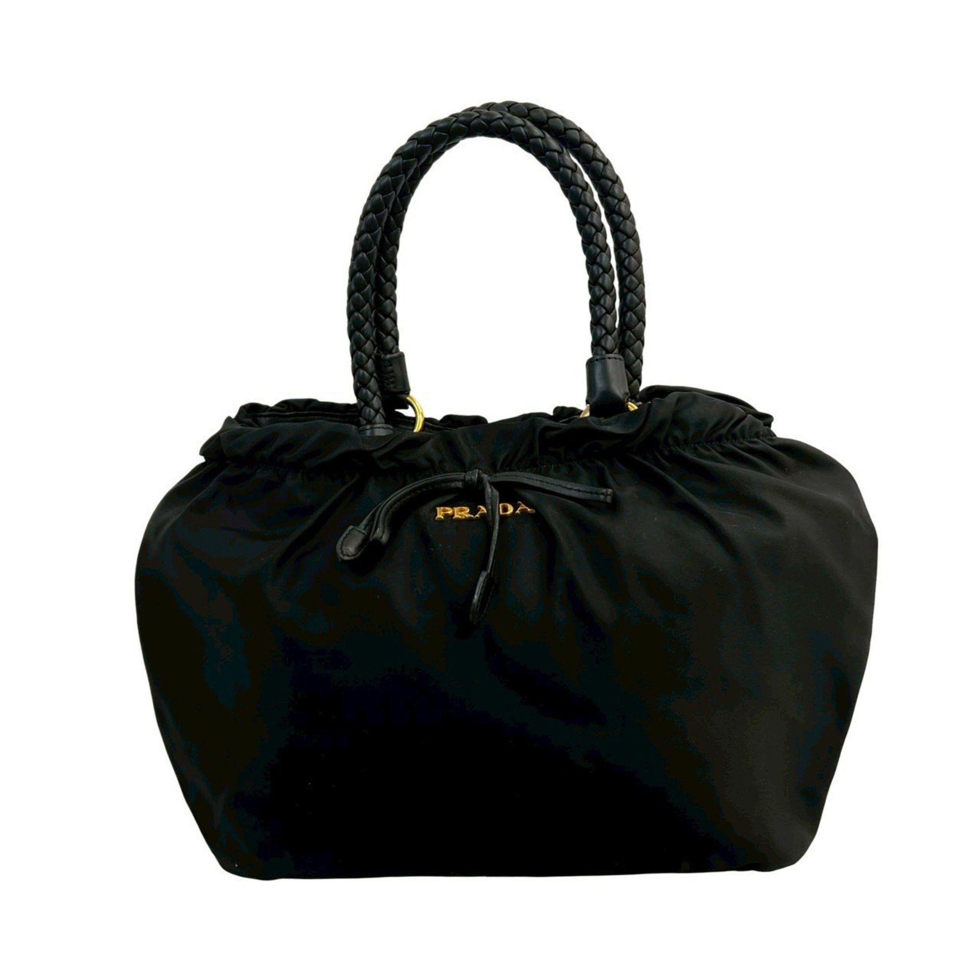 Prada Prada logo hardware ribbon Tessuto nylon and leather 2-way shoulder bag/handbag, black 40199 Size ONE SIZE - 1 Thumbnail