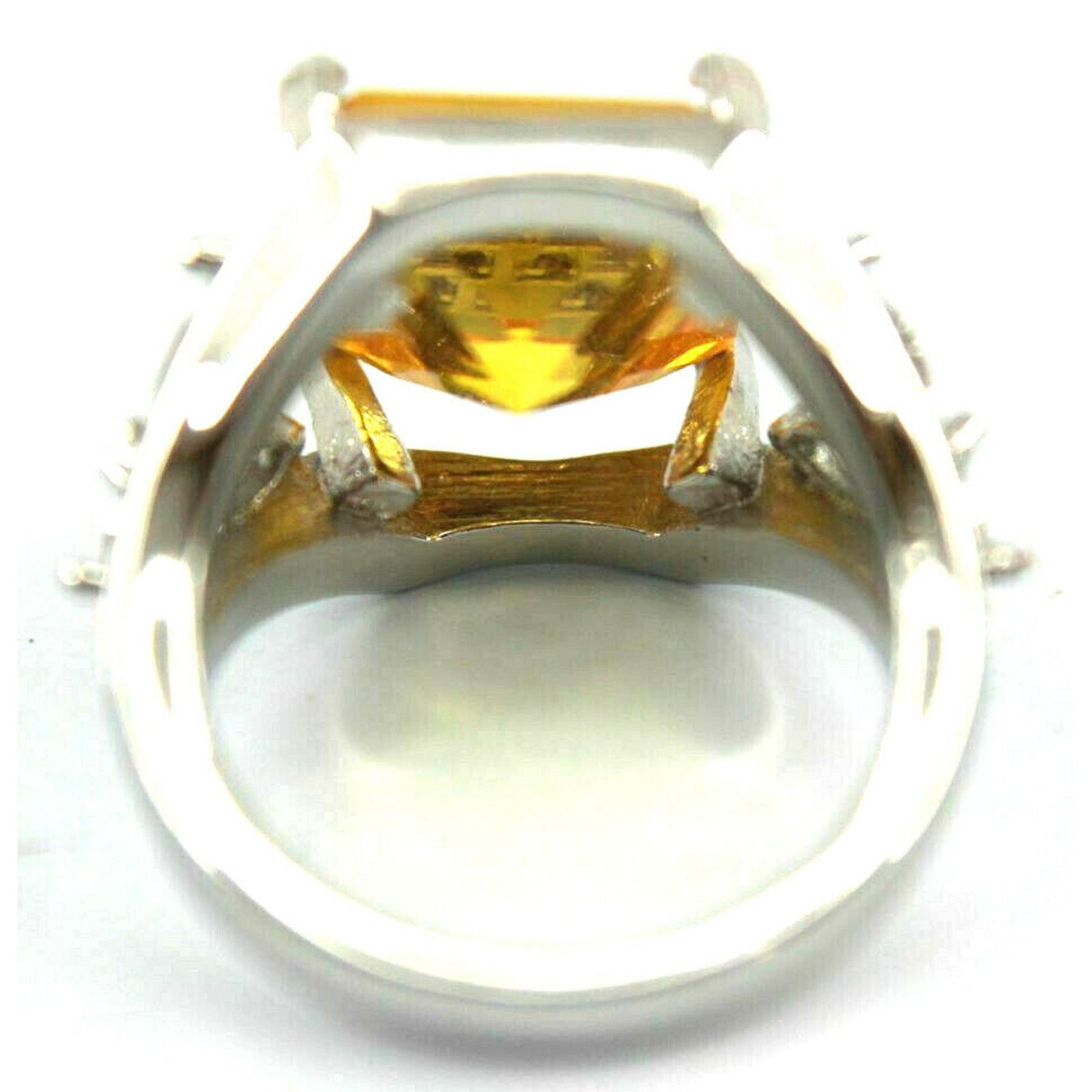 Other 925 Sterling Silver Ring • Square Cut CZ Faux Citrine •Sz7 Size ONE SIZE - 4 Thumbnail