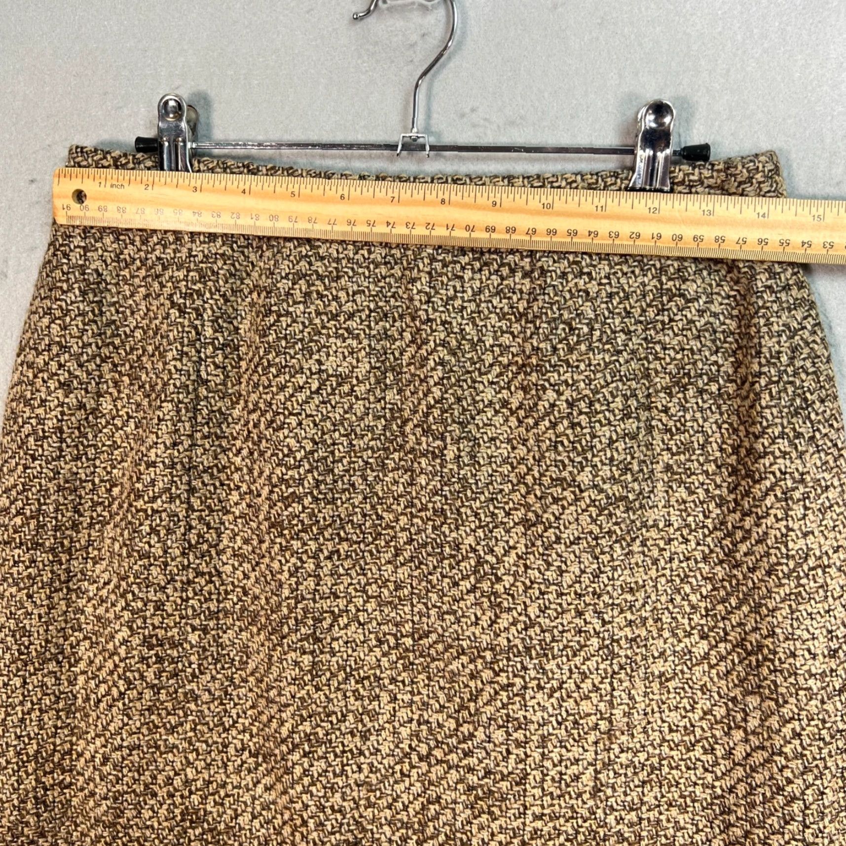 Ann Taylor VINTAGE Ann Taylor LOFT Petite 6P Womens Wool Blend Mini Skirt with Floral Hem Brown Lined Size 28" / US 6 / IT 42 - 5 Thumbnail