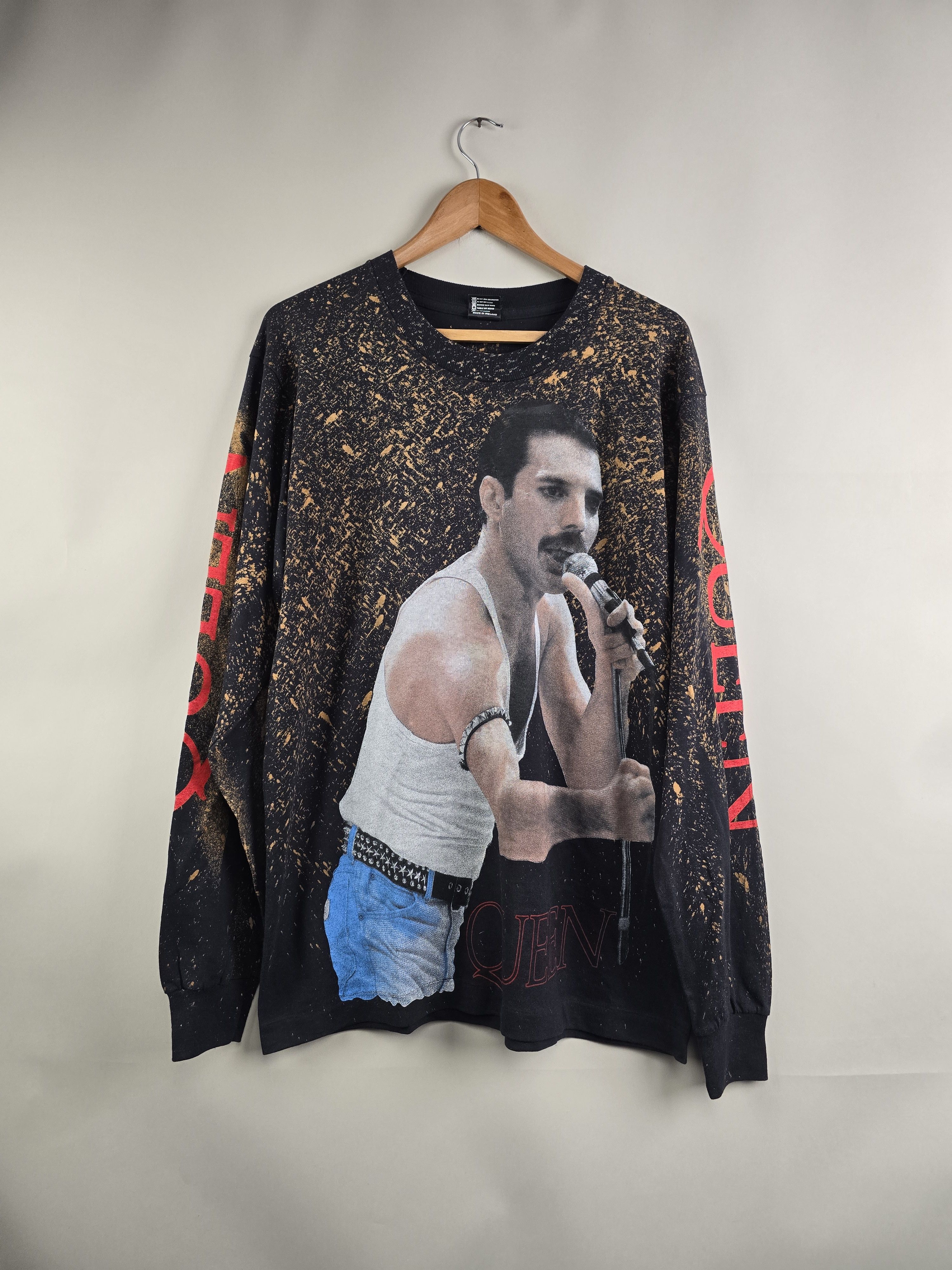 Band Tees × Vintage 90s Queen Freddie Mercury Long Sleeve AOP Size US L / EU 52-54 / 3 - 7 Thumbnail