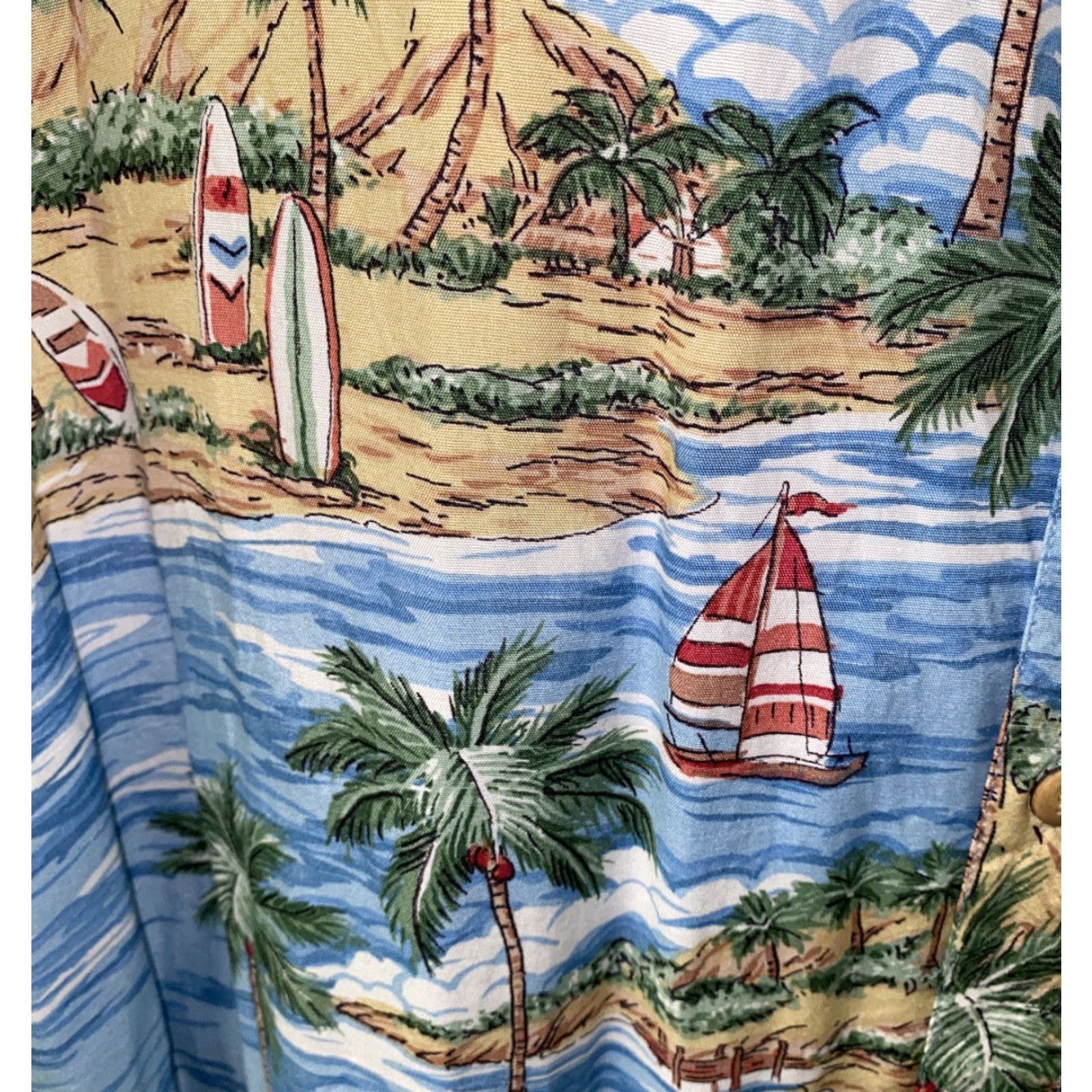 Pronto Uomo Pronto Uomo Men's Hawaiian Shirt 2XL Aloha Beach Tree Print Casual Short Sleeve Rayon Multicolor Size US XXL / EU 58 / 5 - 4 Thumbnail