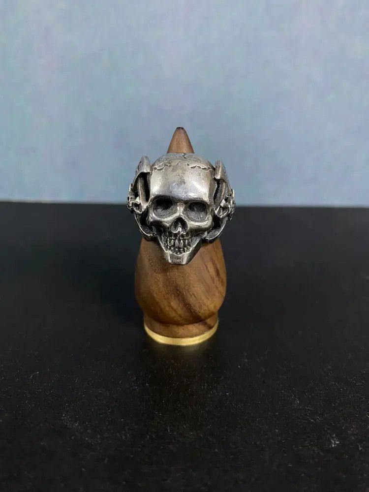 Number (N)ine Number (N)ine Number Nine woven 950 silver skull ring-2506 Size ONE SIZE - 2 Thumbnail