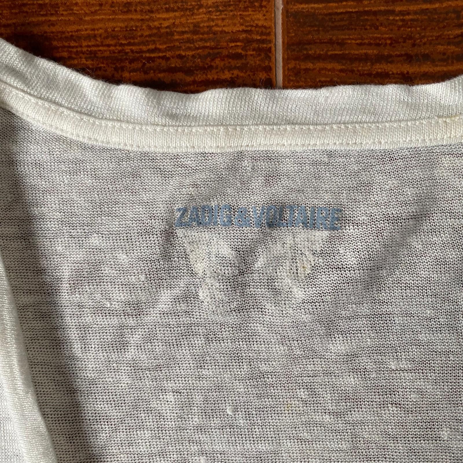 Zadig & Voltaire White and Black Wanda Ombre Linen T-Shirt Size US M / EU 48-50 / 2 - 2 Thumbnail