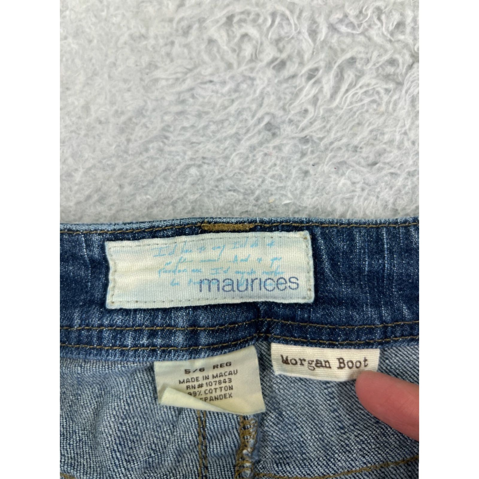 Vintage Maurines Women's Bootcut Jeans 5 Blue Denim Stretch Distressed Vintage Style Size 27" / US 4 / IT 40 - 3 Thumbnail
