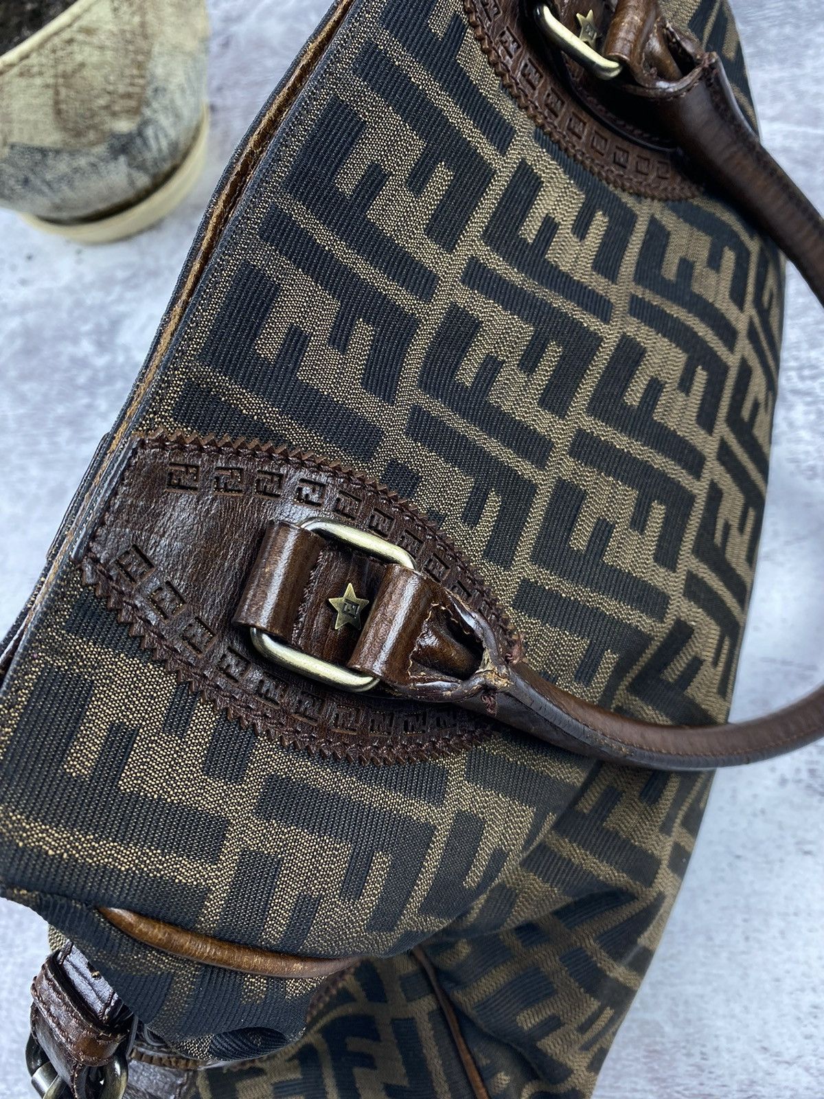 Fendi Fendi Roma Ethnico Zucca Canvas Monogram FF Brown Women’s Hand Shoulder Tote Bag Size ONE SIZE - 9 Thumbnail