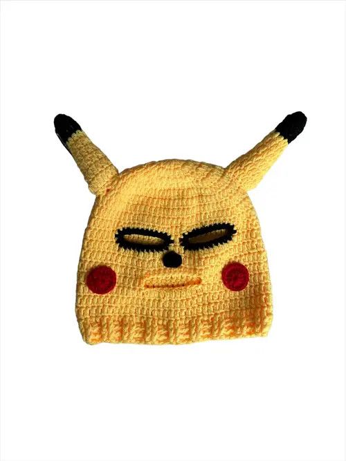 Handmade Handmade Knitted Balaclava Hat Pikachu Pokemon Devil Style Size ONE SIZE - 2 Thumbnail