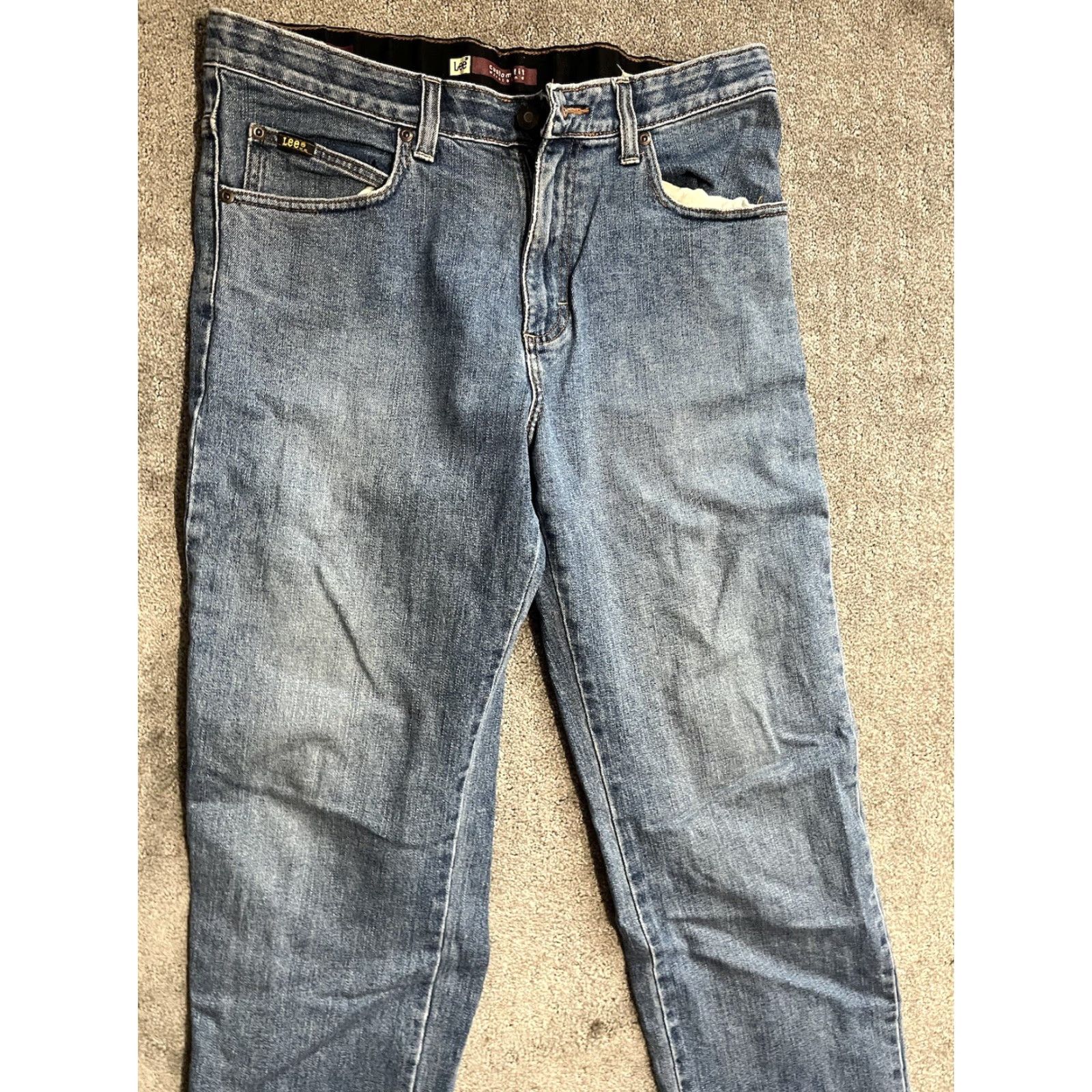 Lee Lee Custom Fit Pants Mens 32X32 Dark Blue Flat Front Straight Leg Cotton 4 Pockets Size US 32 / EU 48 - 2 Thumbnail