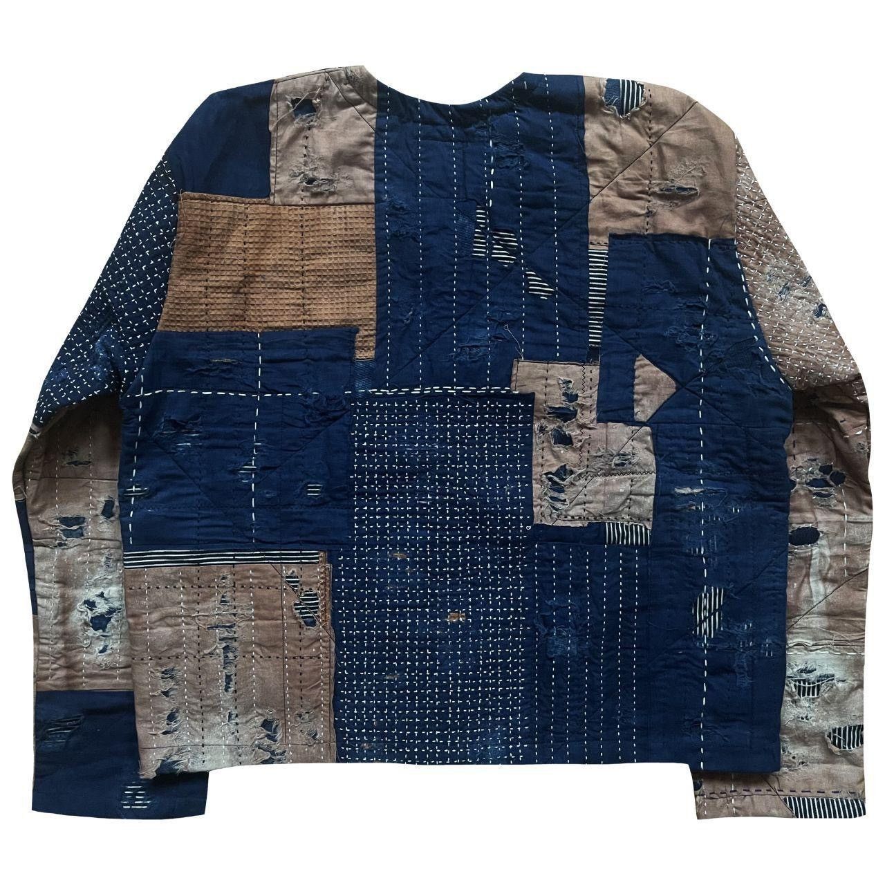 Kapital Indigo Collarless Boro Sashiko Denim Jacket Size US M / EU 48-50 / 2 - 2 Thumbnail