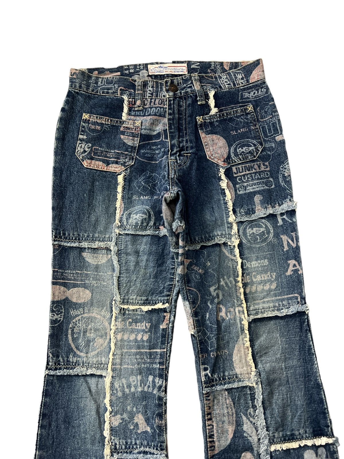 If Six Was Nine FLARED💥RNA PATCHWORK DISTRESSED DENIM PANT Size US 28 / EU 44 - 4 Thumbnail