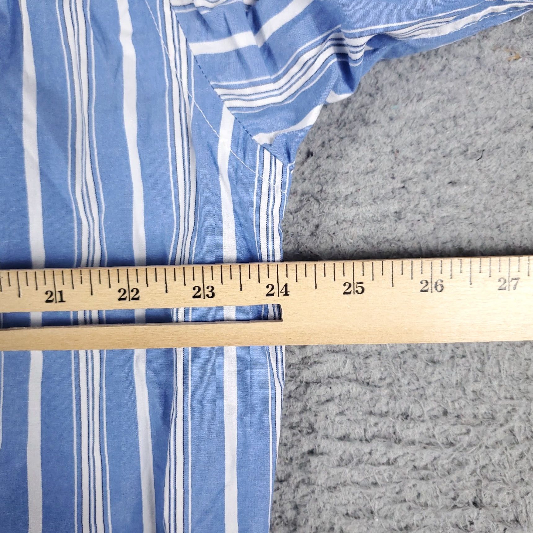 Ralph Lauren Ralph Lauren Dress Shirt Mens 17.5 Blue Striped Long Sleeve Button Up Regular Fit Size 46R - 5 Thumbnail