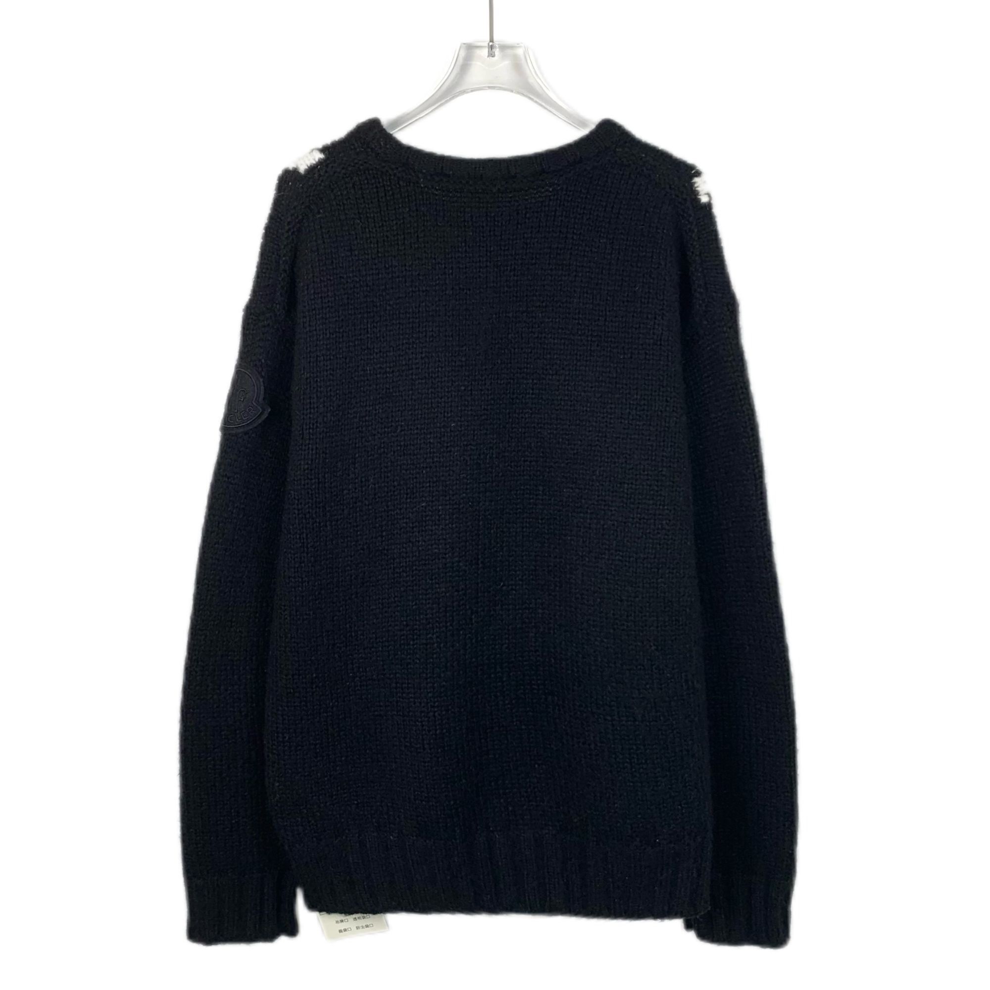 Moncler Moncler Black Wool Sweater With White Abstract Face Size US M / EU 48-50 / 2 - 2 Thumbnail