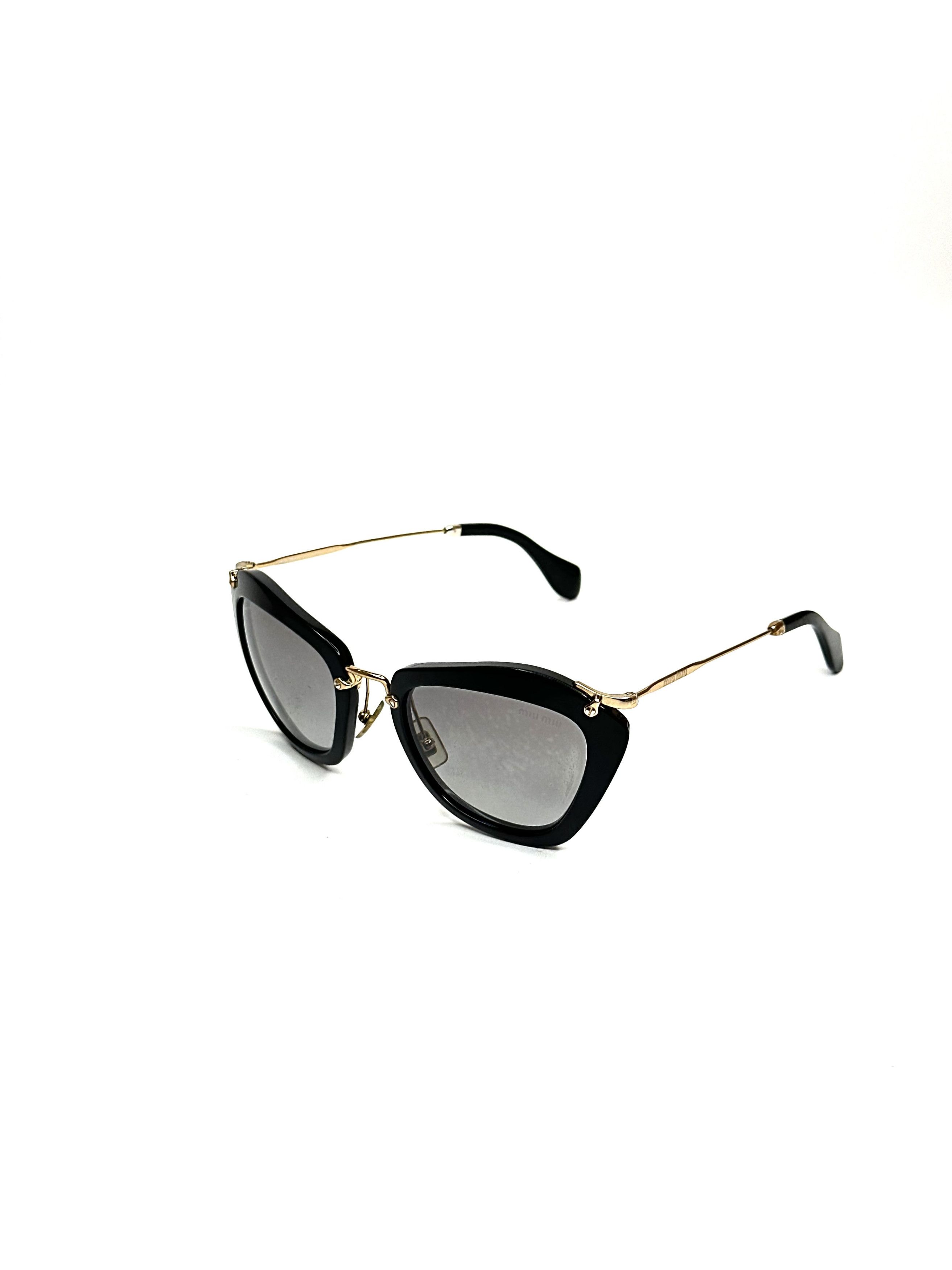 Miu Miu Miu Miu cateye black gold slim designer sunglasses Size ONE SIZE - 1 Thumbnail