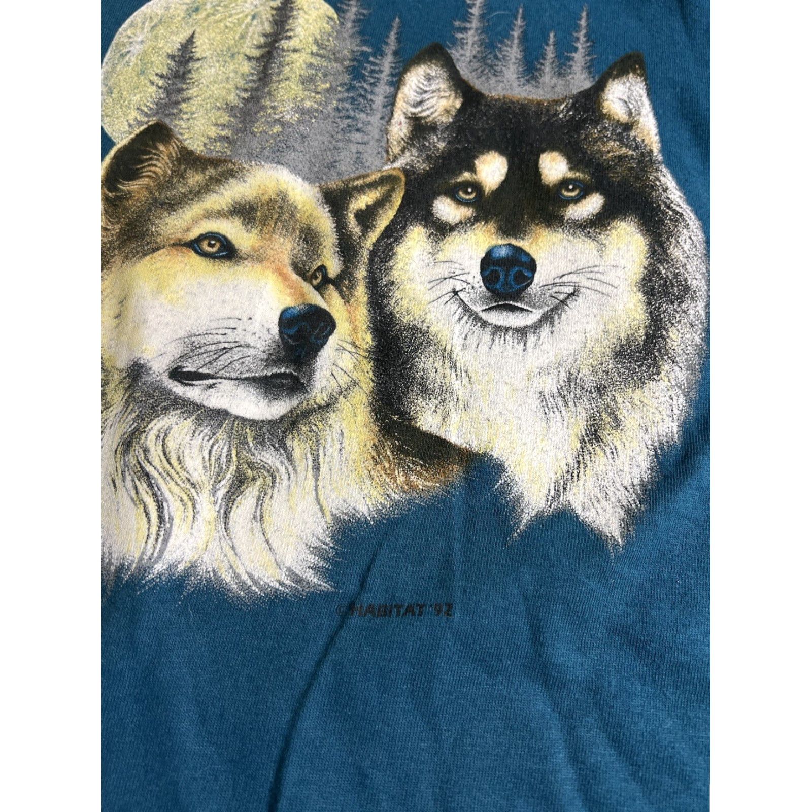 Habitat VINTAGE Habitat Vermont Wolf T-Shirt Unisex Adults L Green 90s 80s Graphic Print Crew Neck Short Sleeve Cotton Signal Sport NOS L Size US L / EU 52-54 / 3 - 4 Thumbnail