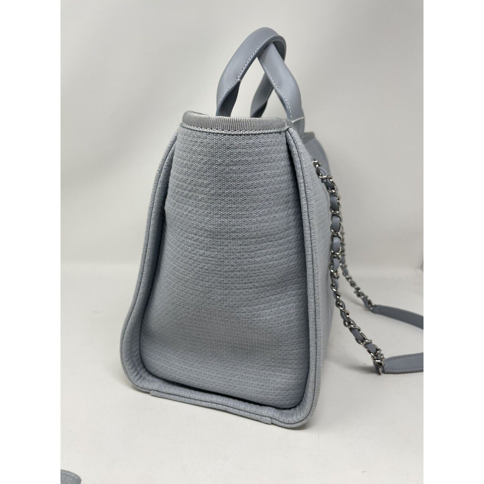Chanel 22S CHANEL Deauville Small Grey Blue mixed Fibers Tote Bag Size ONE SIZE - 4 Thumbnail