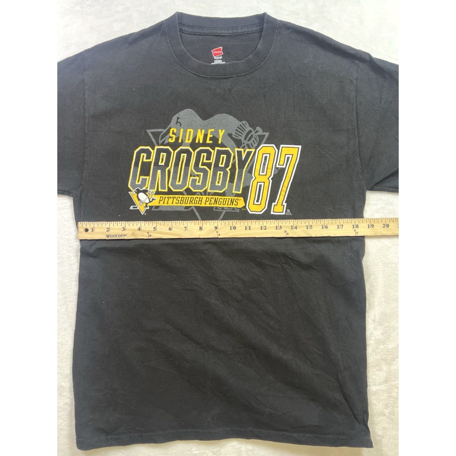 Hanes Men's Pittsburgh Penguins T-Shirt Black Cotton Crew Neck Short Sleeve M Hanes Logo Graphic Print Sports Retro? (adjusted) Size US M / EU 48-50 / 2 - 3 Thumbnail