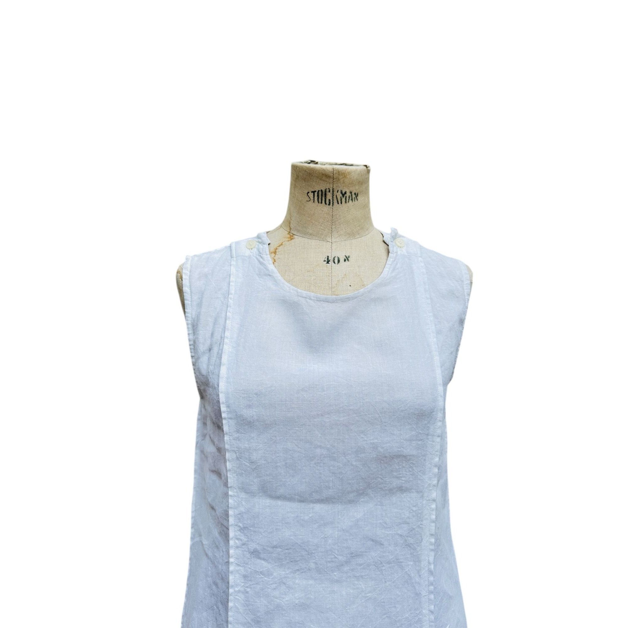 Issey Miyake White Linen Elongated Dress Size L / US 10 / IT 46 - 2 Thumbnail