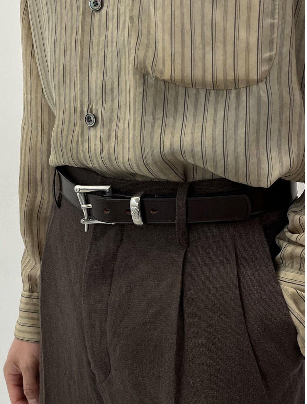 Other Martin Faizey pewter chestnut brown Belt sz 32 Size 32 - 1 Thumbnail