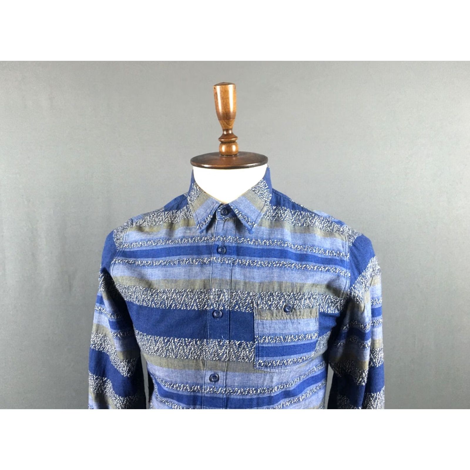 Edwin Edwin Shirt Cotton Blue Men S Button-Up Point Collar Long Sleeve Size US S / EU 44-46 / 1 - 4 Thumbnail