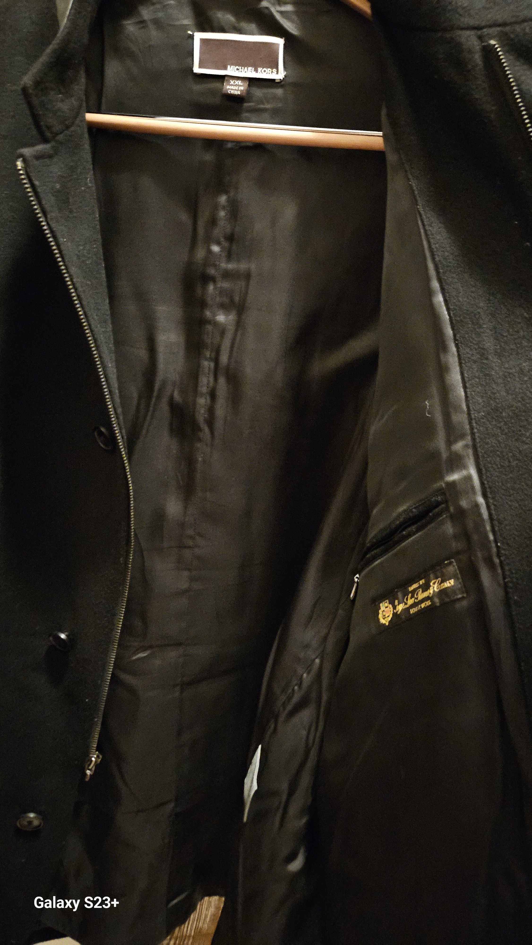 Michael Kors Black Virgin Wool Coat XXL Zip/Button Leather Collar Kors Size US XXL / EU 58 / 5 - 15 Thumbnail