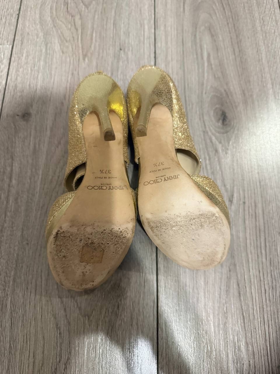 Jimmy Choo Jimmy Choo Heels Ladies Glitter Fabric Gold Size 37 1/2 Size US 7 / IT 37 - 8 Thumbnail