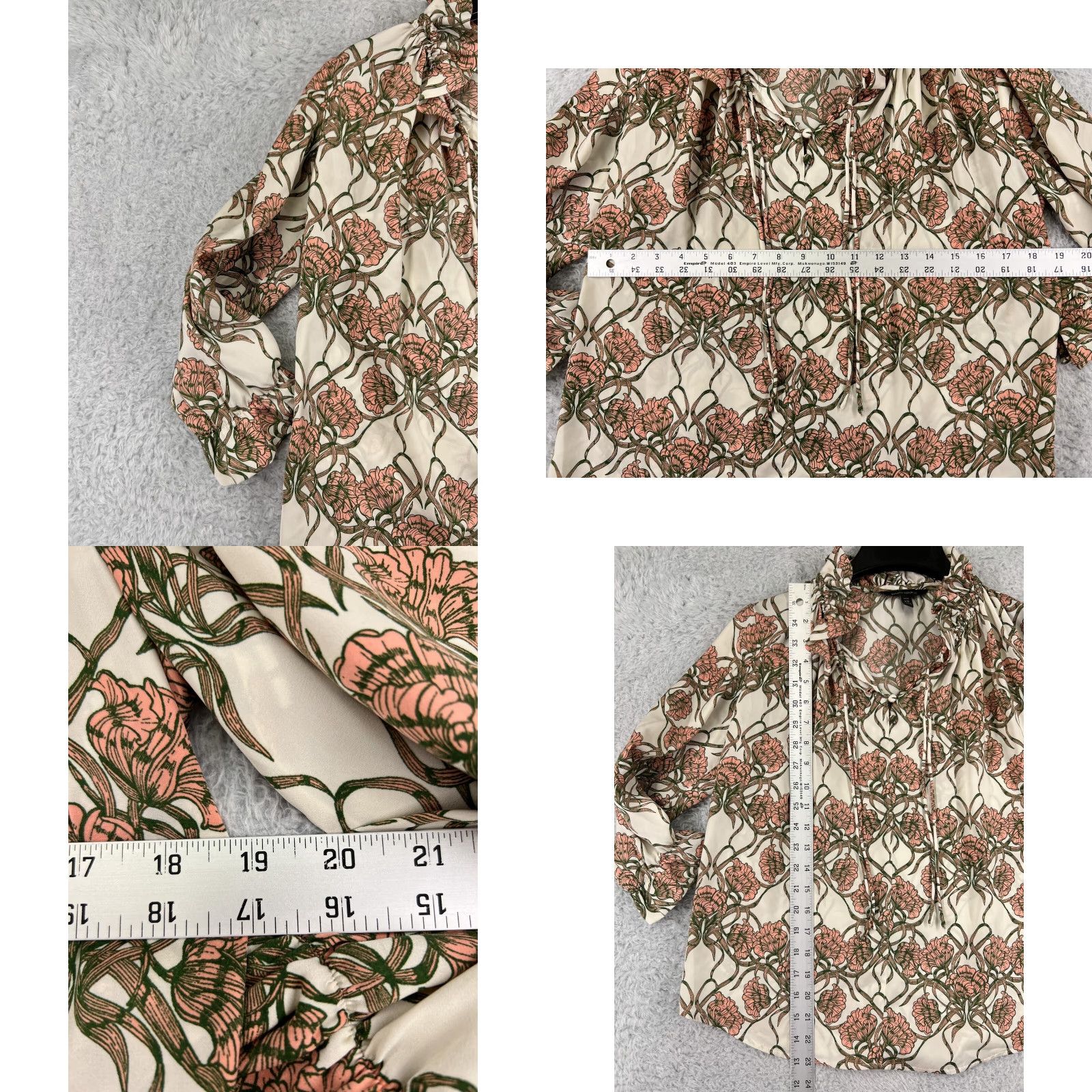 Banana Republic Banana Republic Shirt Womens Extra Small Blouse 3/4 Sleeve Beige Floral Petite Size XS / US 0-2 / IT 36-38 - 8 Thumbnail