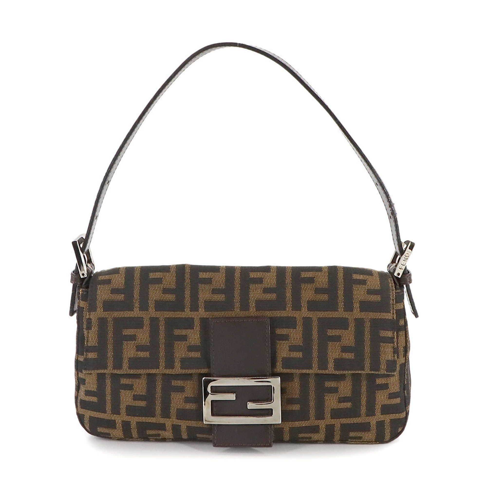Fendi Zucca Mamma Baguette Shoulder Bag In Canvas, Leather, Brown And Silver Hardware, Women's