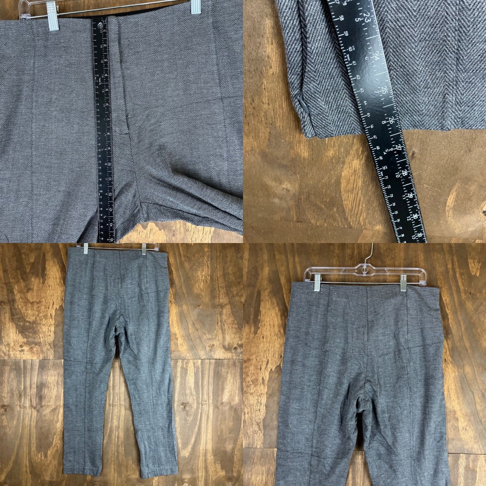 Ann Taylor Ann Taylor Womens Dress Pants Gray Black Herringbone High Rise Slim Straight 14 Size 24" / US 00 / IT 34 - 8 Thumbnail