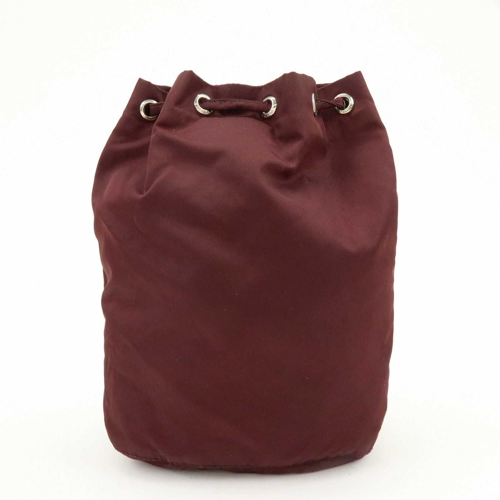 Prada Prada Triangle Logo Nylon Drawstring Pouch Burgundy Size ONE SIZE - 2 Thumbnail