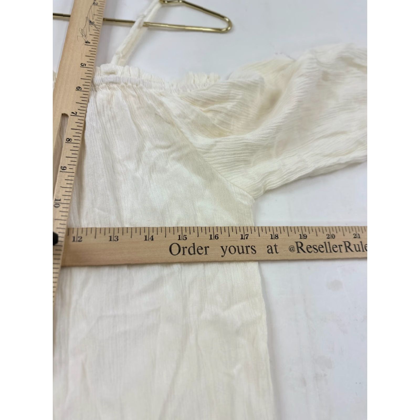Market Melrose and Market Blouse Shirt Womens XS Ivory Seersucker Lace Trim Cold Shoulder Square Neck Pullover Casual Size XS / US 0-2 / IT 36-38 - 7 Thumbnail