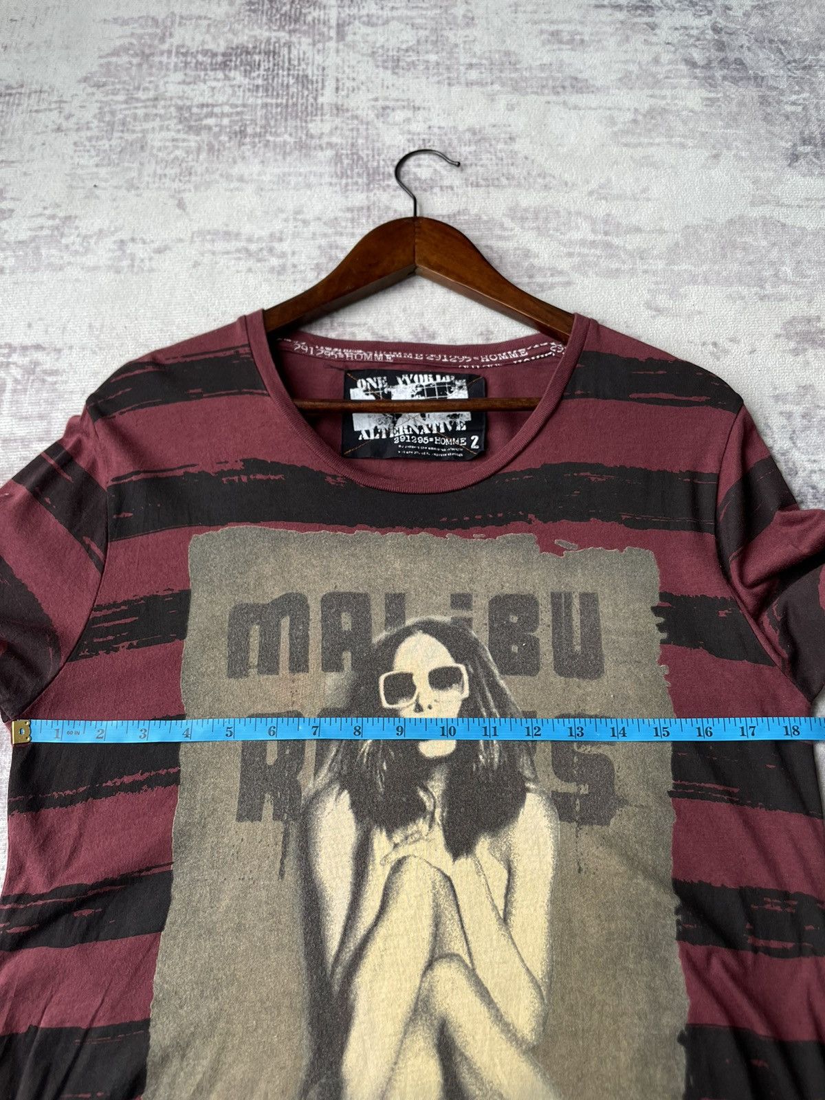 If Six Was Nine × Japanese Brand × Le Grande Bleu (L.G.B.) 291295 Homme Striped Kurt Cobain Cropped Tshirt Size US M / EU 48-50 / 2 - 6 Thumbnail