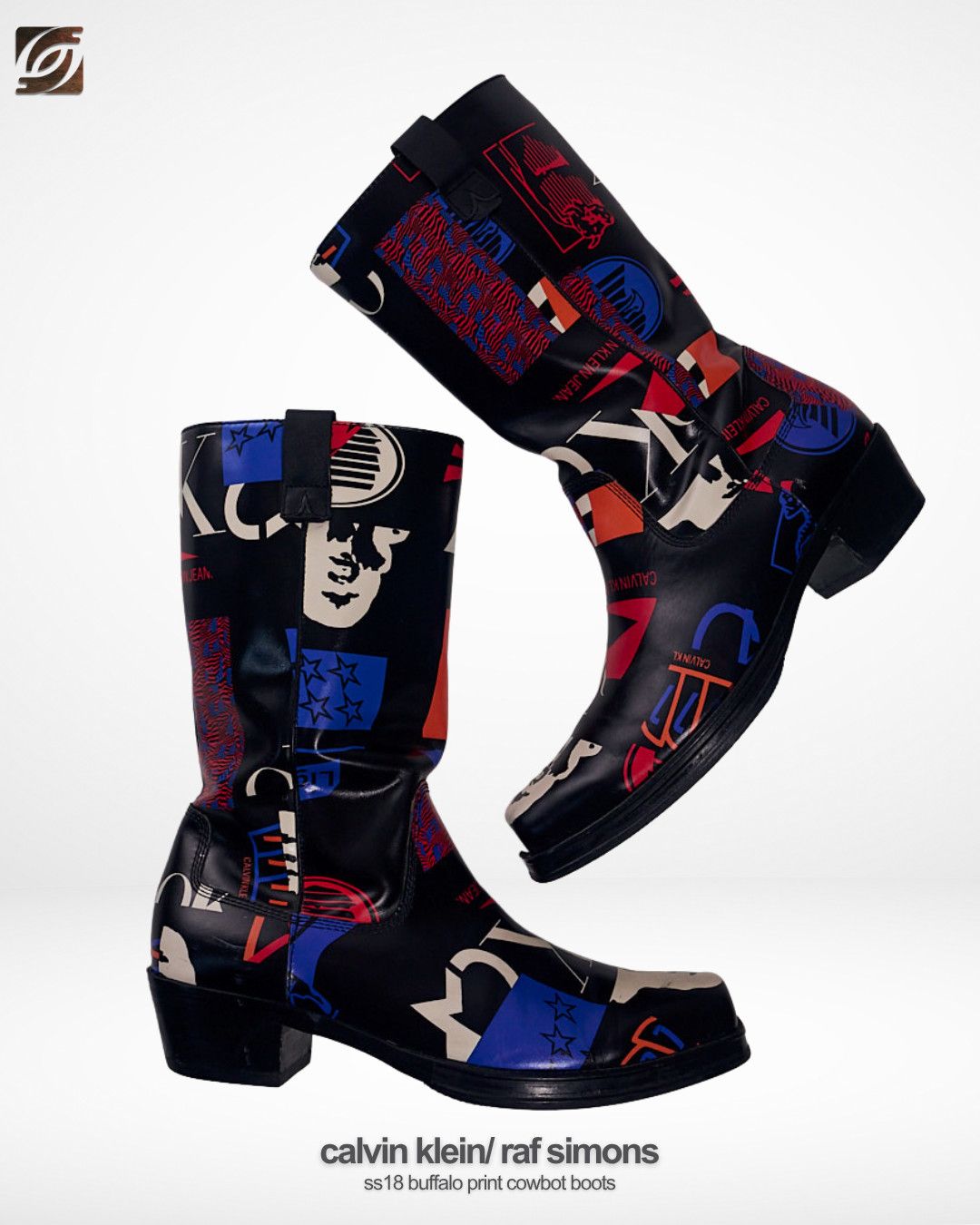 Raf Simons for Calvin Klein SS18 Capsule Buffalo Print Cowboy Boots Size US 11 / EU 44 - 1 Thumbnail