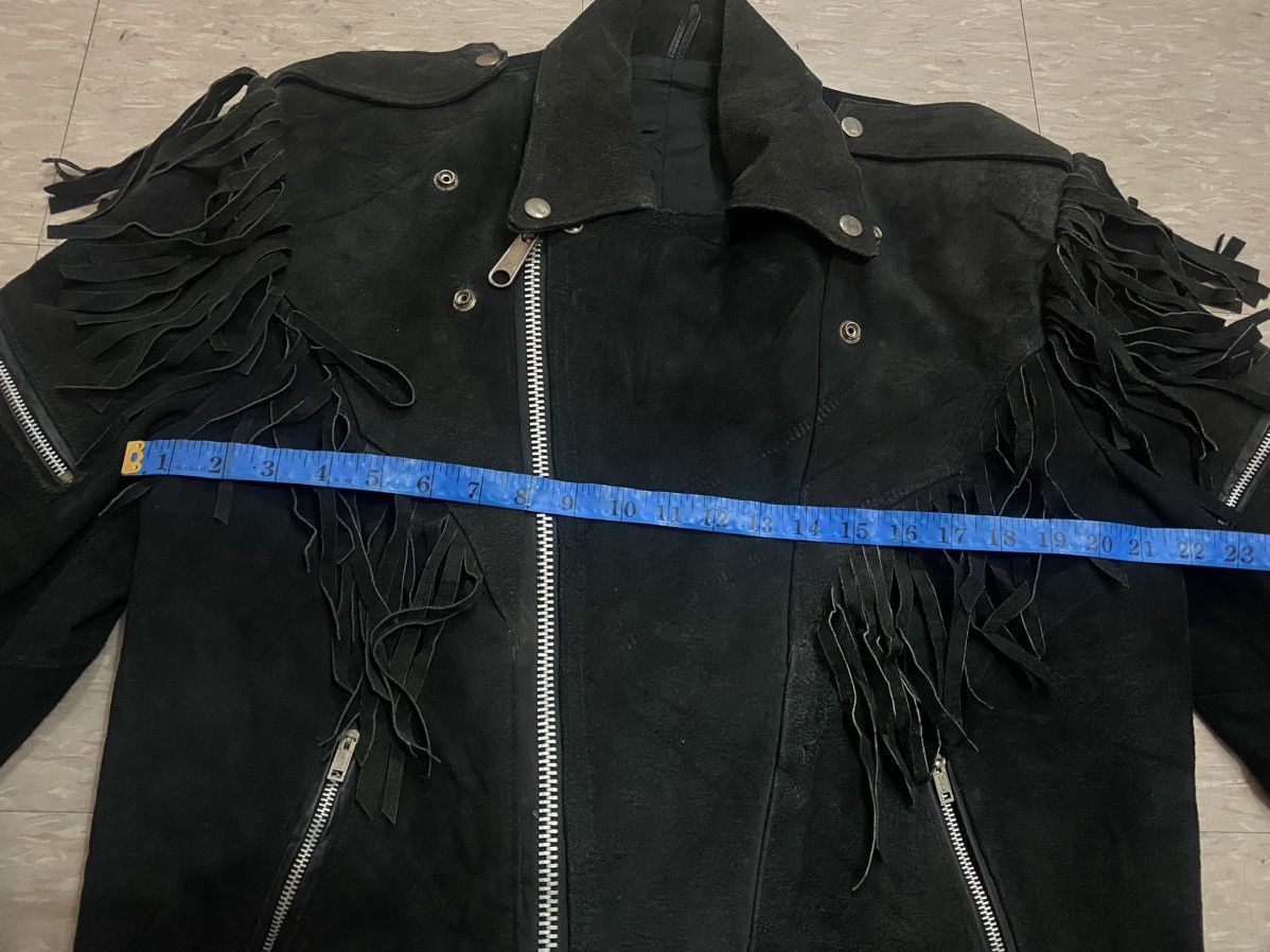 Genuine Leather Mens black double collar genuine suede leather fringe jacket Size US M / EU 48-50 / 2 - 5 Thumbnail