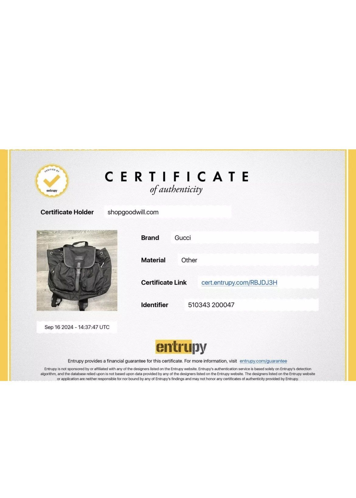 Gucci Gucci Black GG Nylon Drawstring Backpack Size ONE SIZE - 3 Thumbnail