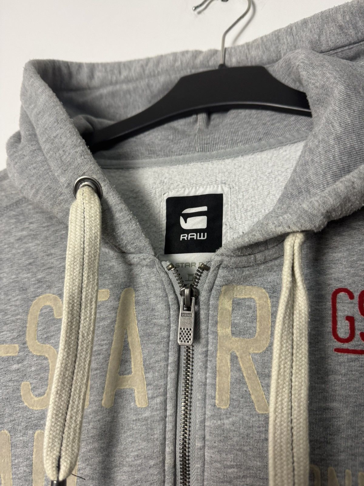 G-Star RAW Archive Zip Hoodie Grey Logo Print Y2K Streetwear
