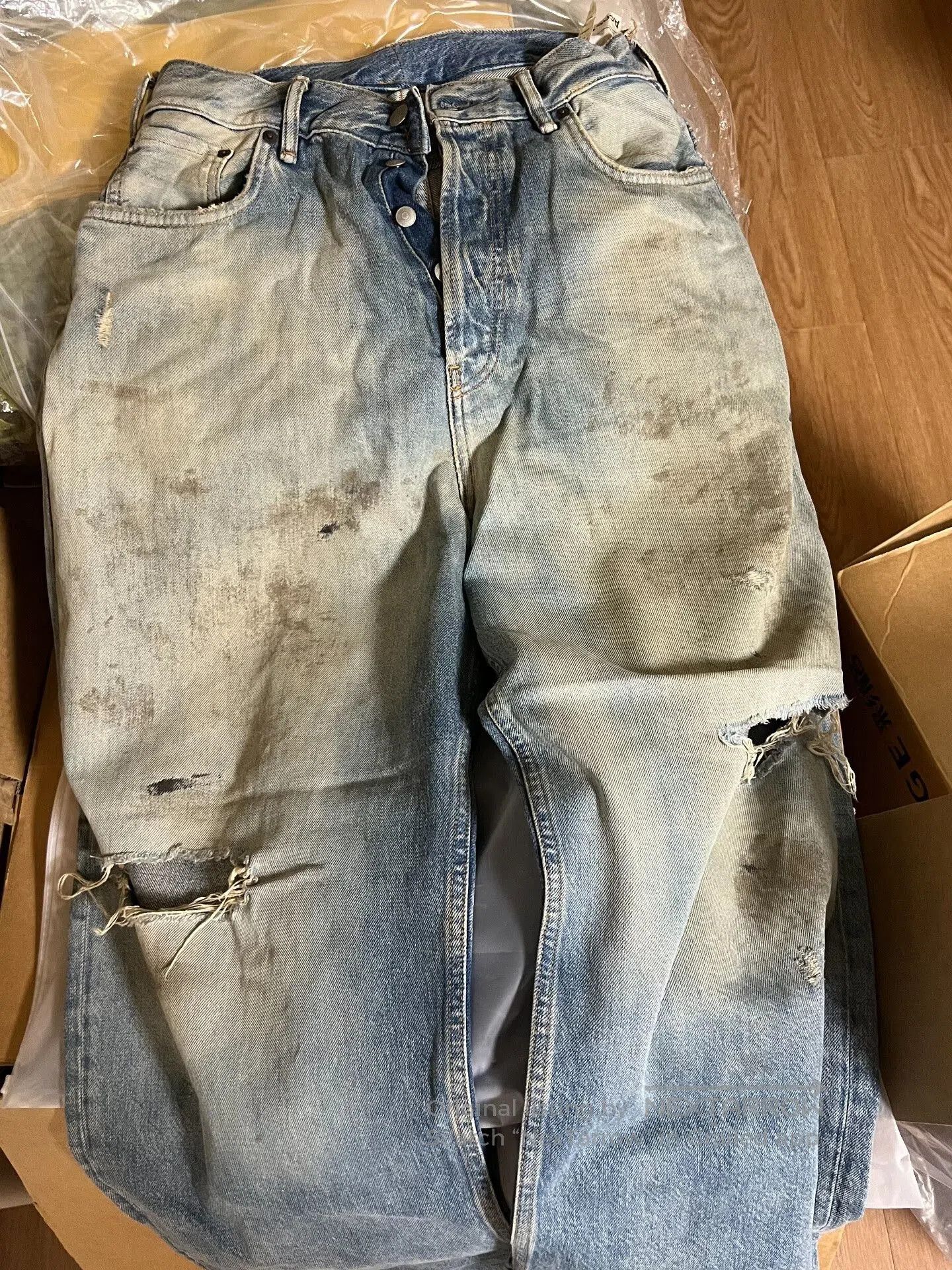 Acne Studios Acne Studios Distressed Denim Wide-Leg Pants. Size US 32 / EU 48 - 1 Thumbnail