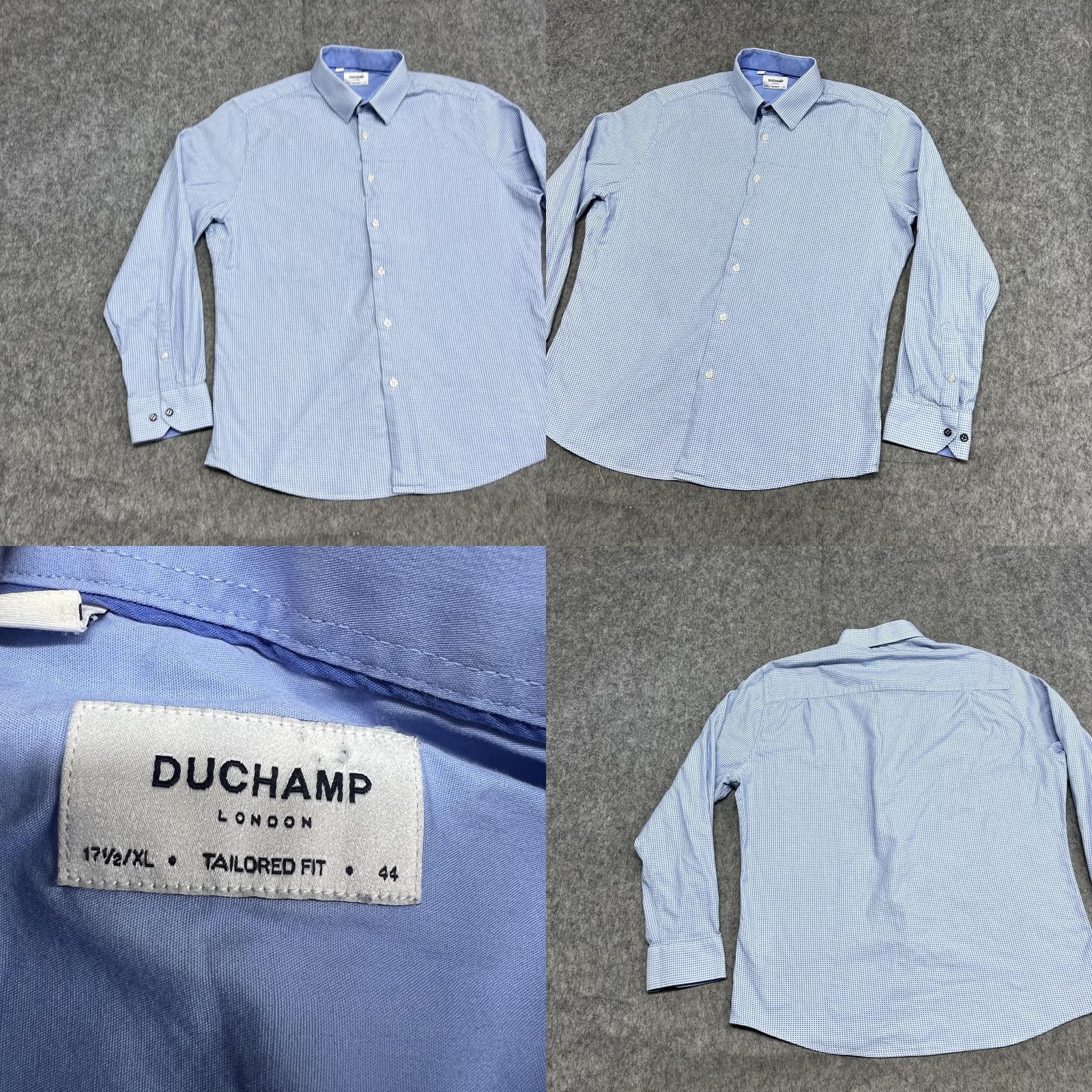 Vintage Duchamp Blue Geometric Dress Shirt Mens XL Size 46R - 9 Thumbnail