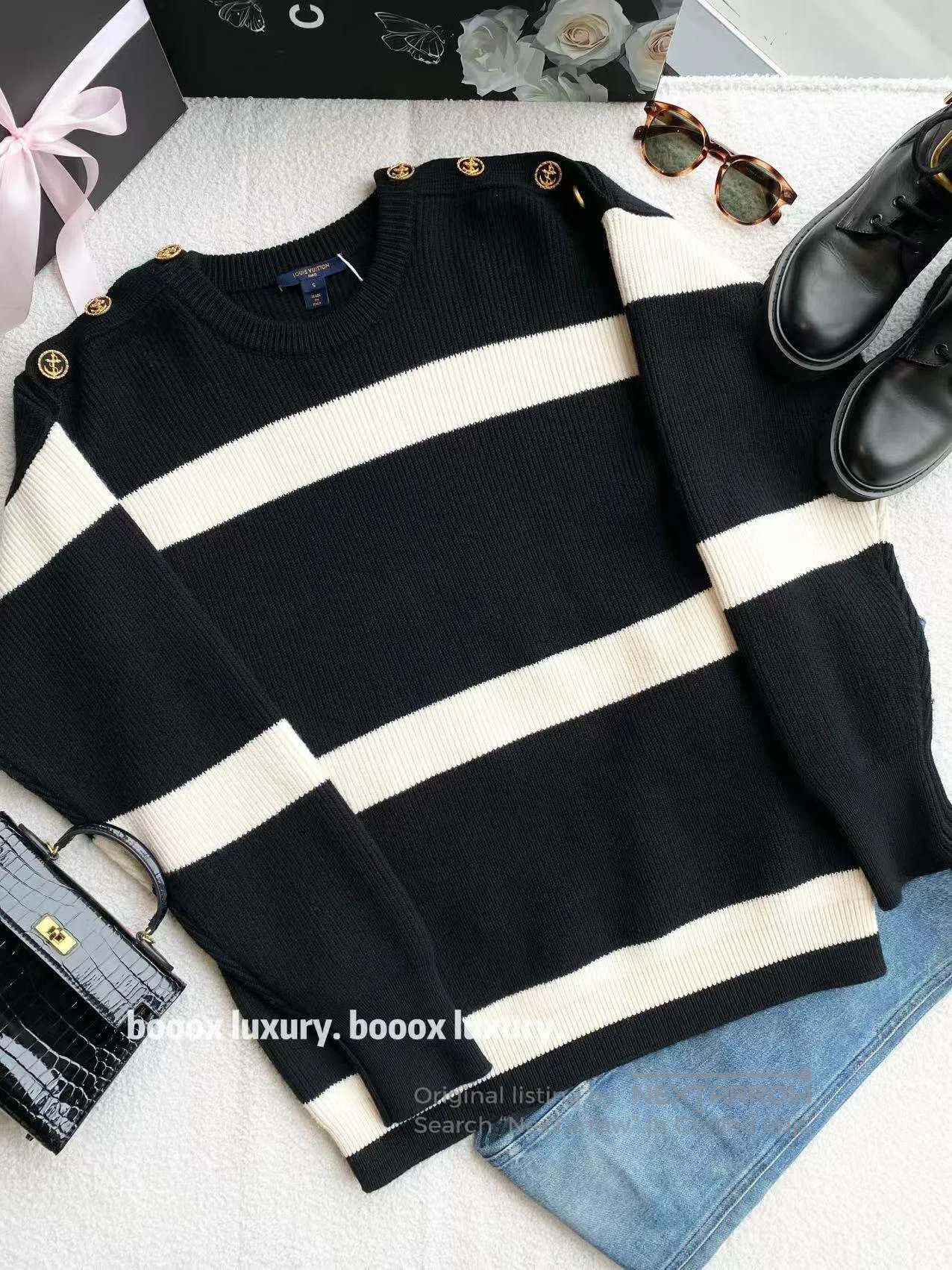 Louis Vuitton Louis Vuitton Gold buckle striped sweater| Size S / US 4 / IT 40 - 1 Thumbnail