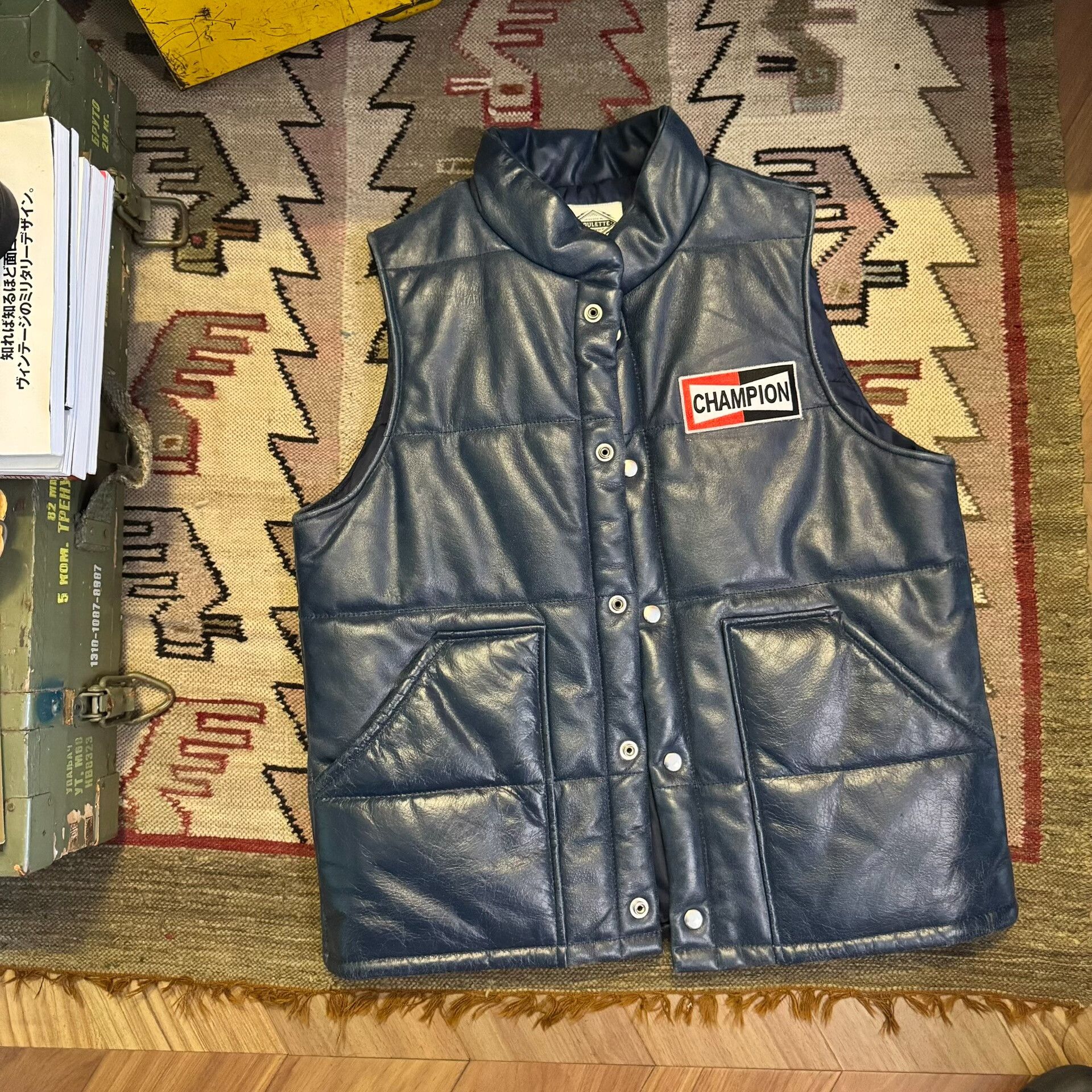 Vintage Japanese Roulette Champion Leather Vest Size US L / EU 52-54 / 3 - 1 Thumbnail