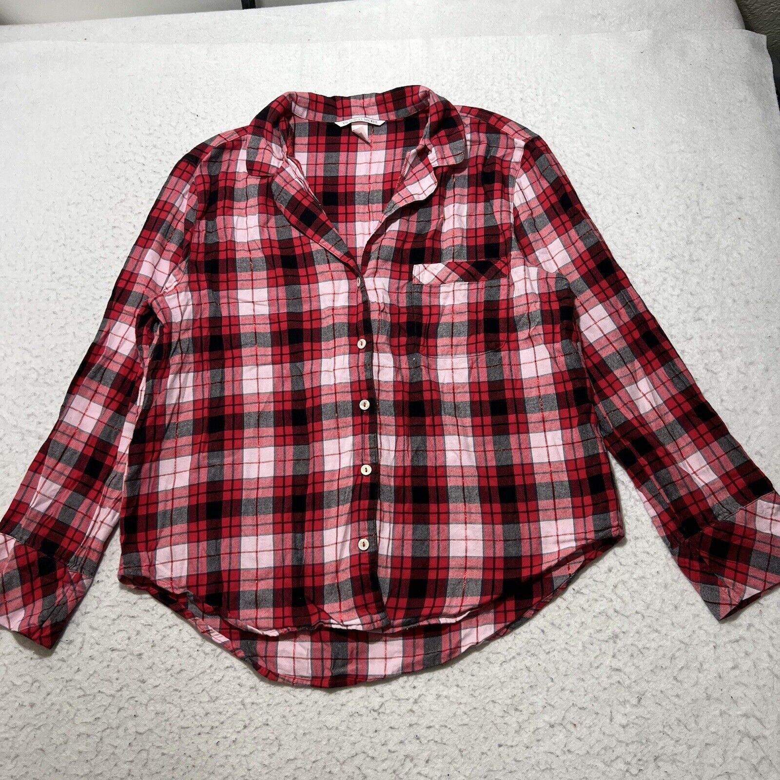 Victoria's Secret Victoria's Secret Medium Red Plaid Button Up Sleepwear Shirt Size M / US 6-8 / IT 42-44 - 1 Thumbnail
