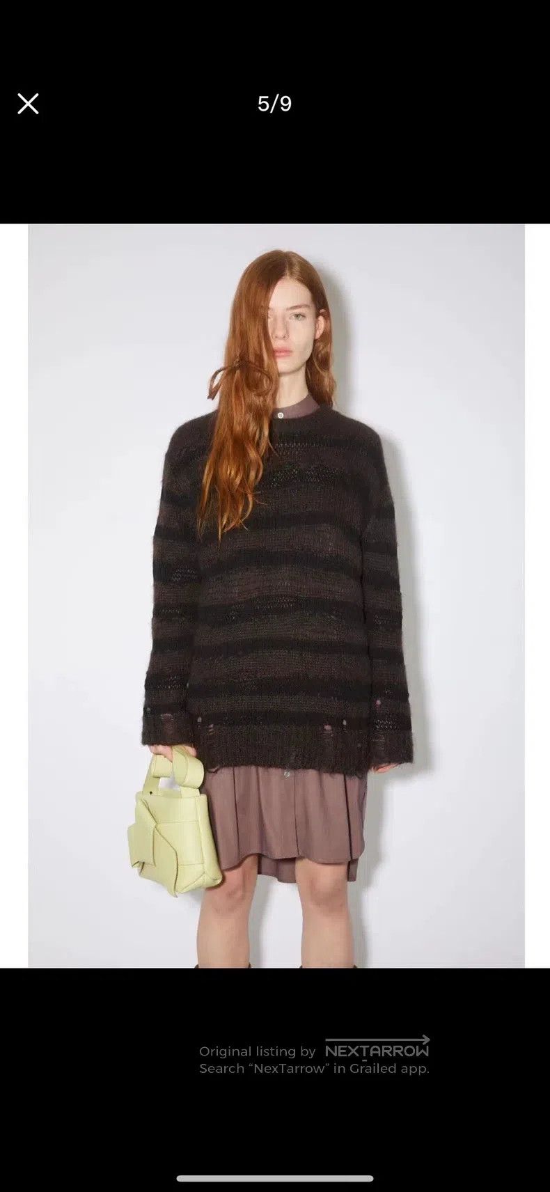 Acne Studios Acne Studios Neutral striped distressed knitted sweater, m Size XS / US 0-2 / IT 36-38 - 8 Thumbnail
