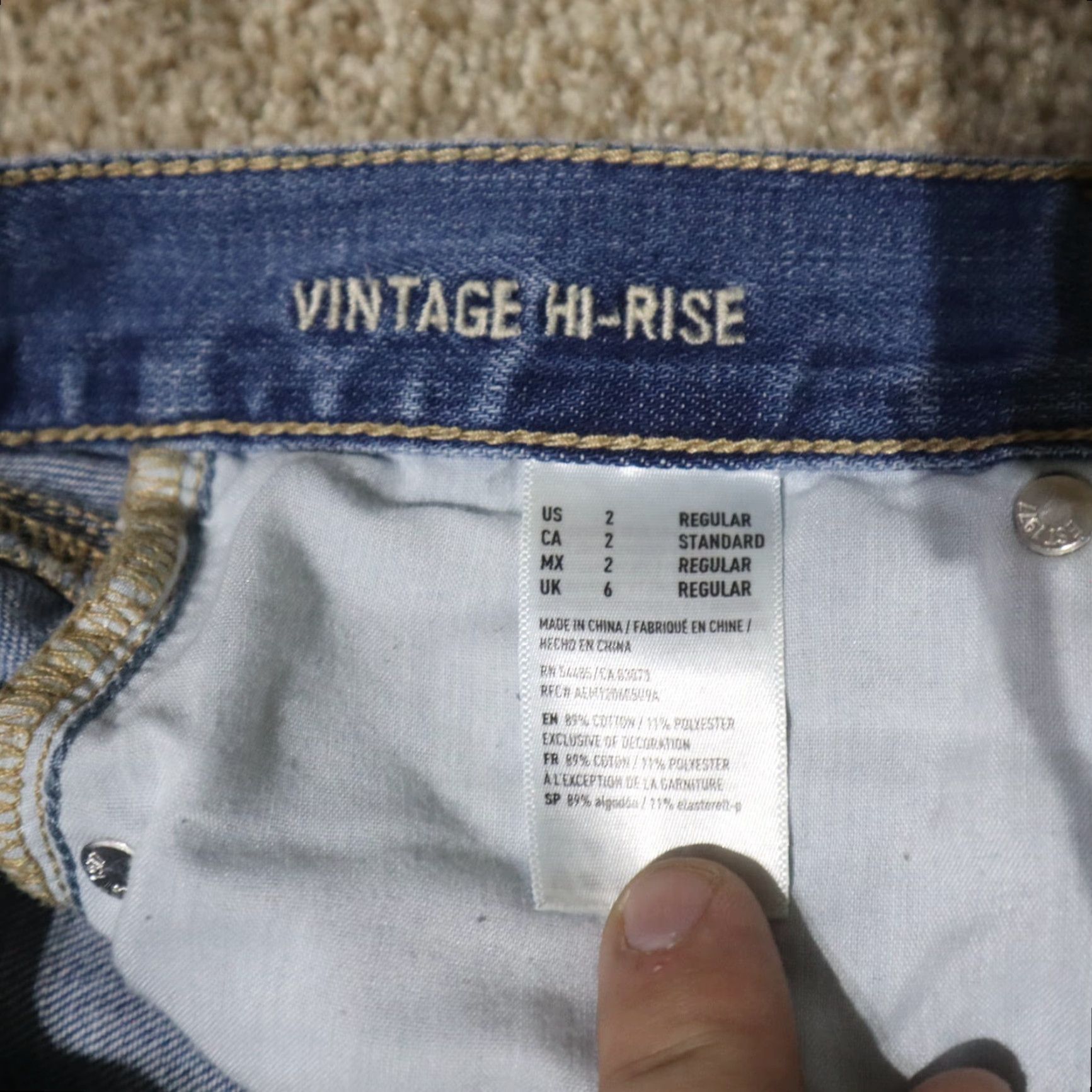 American Eagle Outfitters VINTAGE American Eagle Outfitters Jeans Woman Size 2 Slim Hi-Rise Distressed Patchwork Blue Pants Size 26" / US 2 / IT 38 - 5 Thumbnail