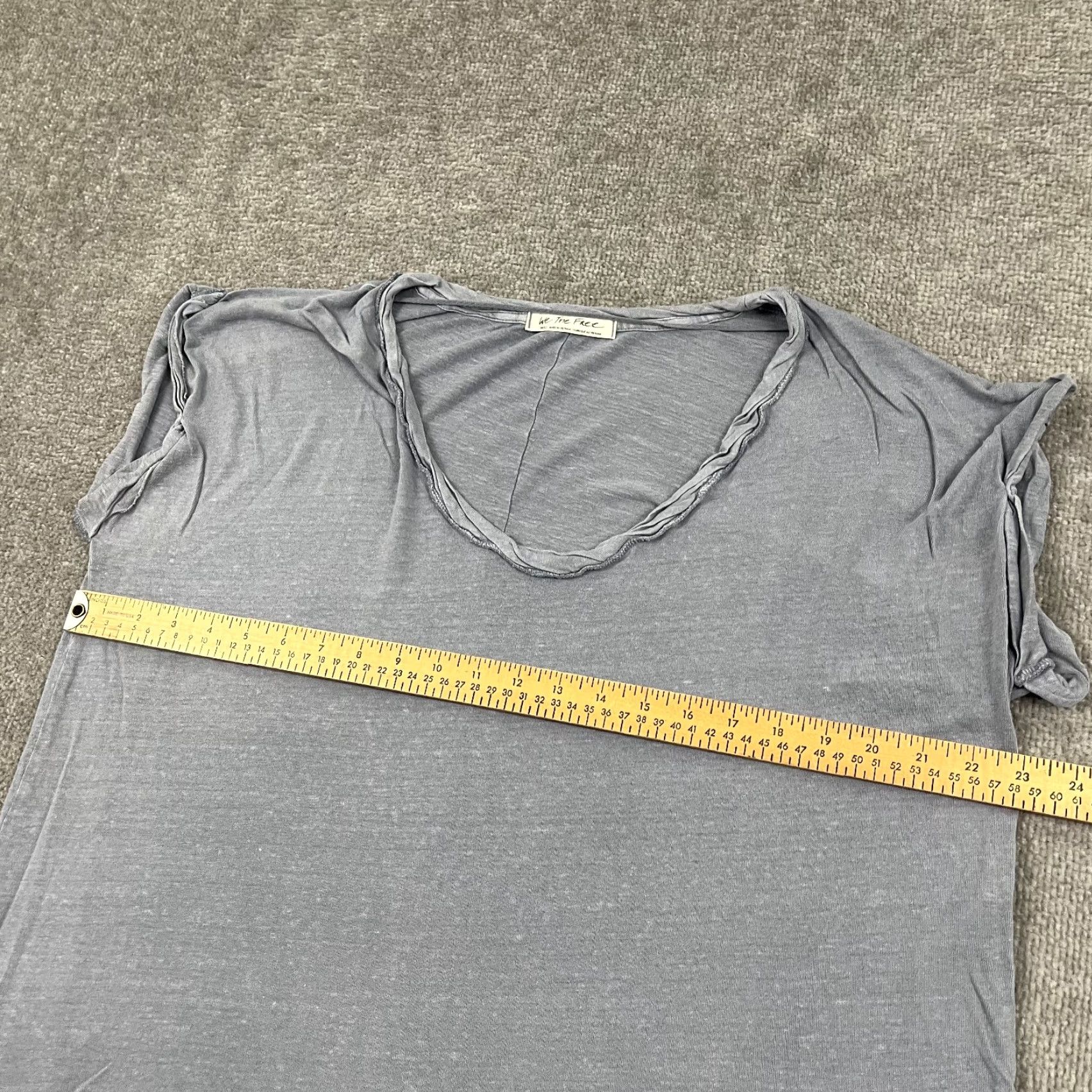 Free People Free People Blouse Shirt Womens Small Boxy Oversized Blue Gray Linen Viscose Casual Travel Workwear Cap Sleeve Short Sleeve Lightweight Size S / US 4 / IT 40 - 6 Thumbnail